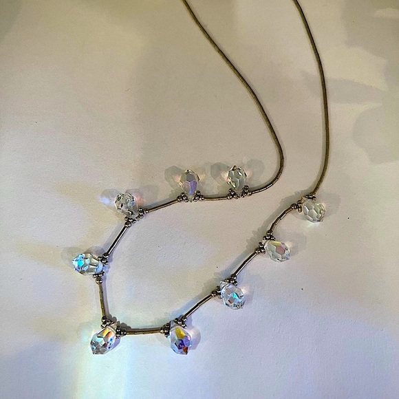 Vintage Handmade Aurora Borealis Crystal Sterling Beaded Necklace - Picture 3 of 12